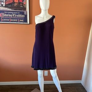 BASIX purple one strap bedazzled cocktail dress